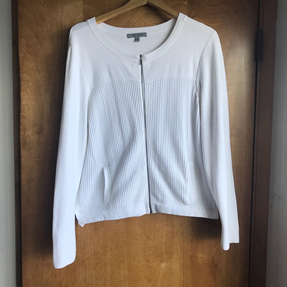 Classiques Entier White Zipped Cardigan w Pockets
